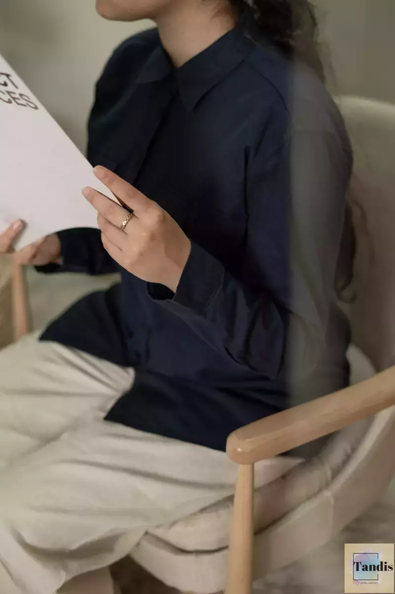 شومیز لینن دوجیب سیسیل(سرمه ای-مشکی)