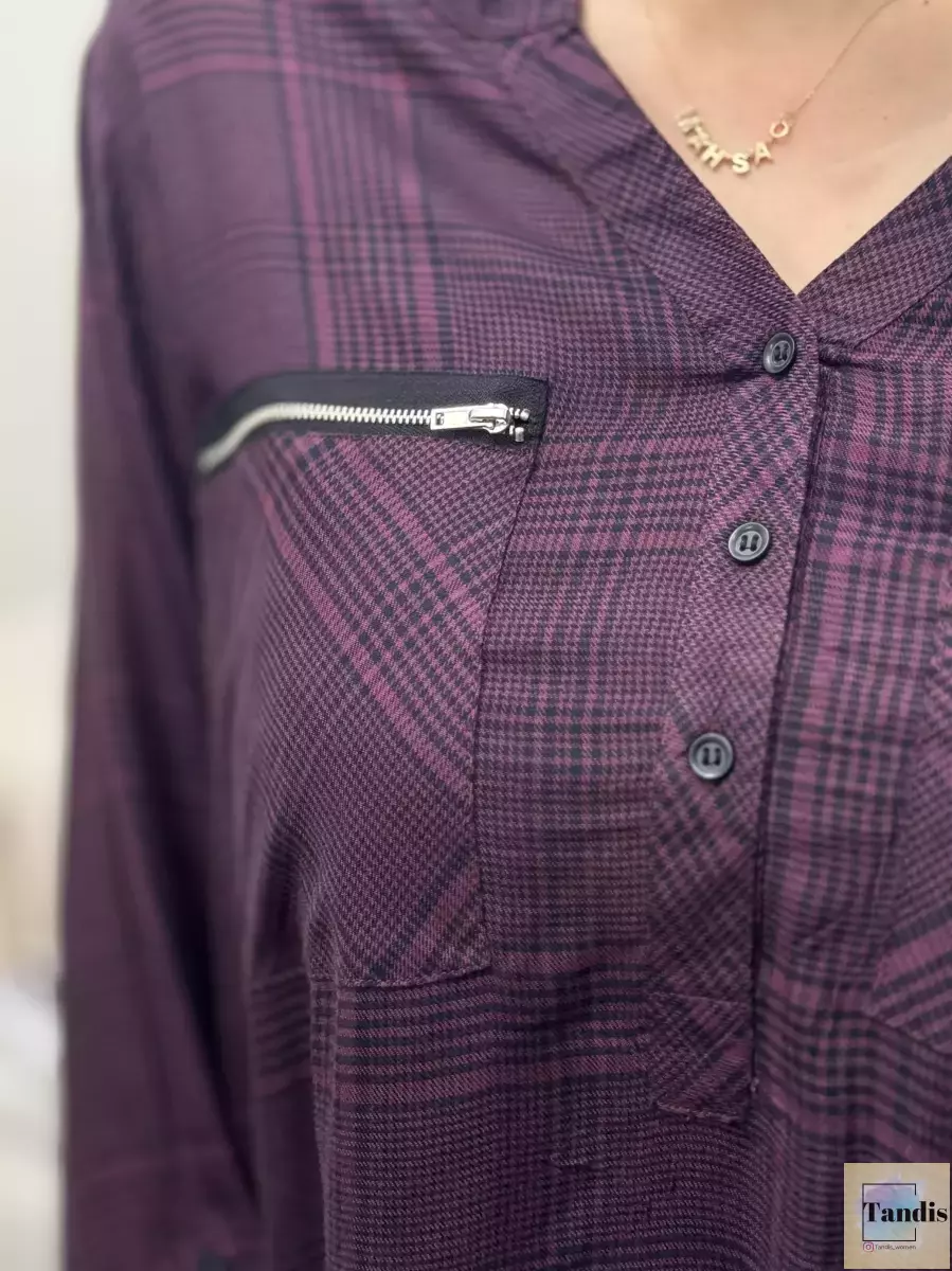 شومیز زرشکی چهارخونه