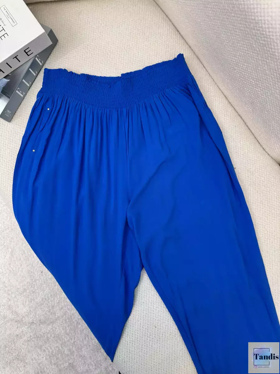 شلوار نخی کمر کشی ساده