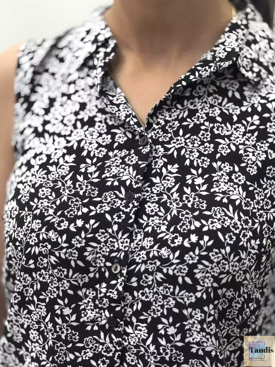 شومیز حلقه ای زمینه مشکی گلدارsinsay