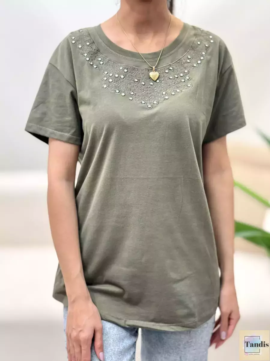 تیشرت یقه آینه کاری (چندرنگ)