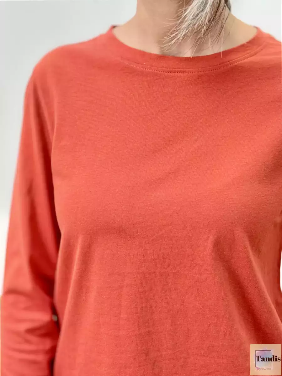 بلوز آستین بلند آجری