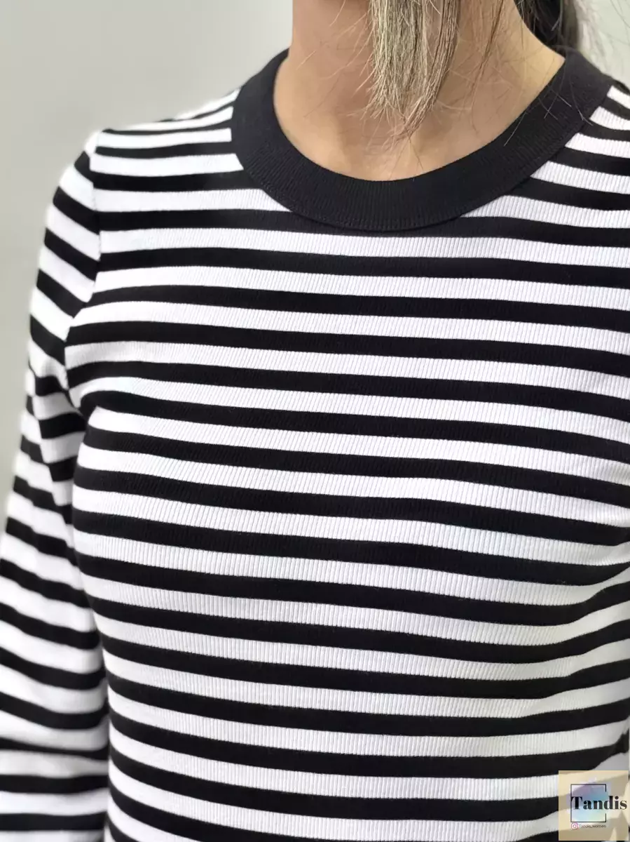 بلوز کبریتی راه راه سفیدمشکی