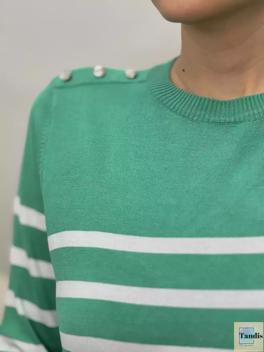 بافت سبز راه راه(سرشانه دکمه)