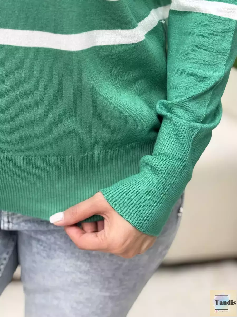 بافت سبز راه راه(سرشانه دکمه)