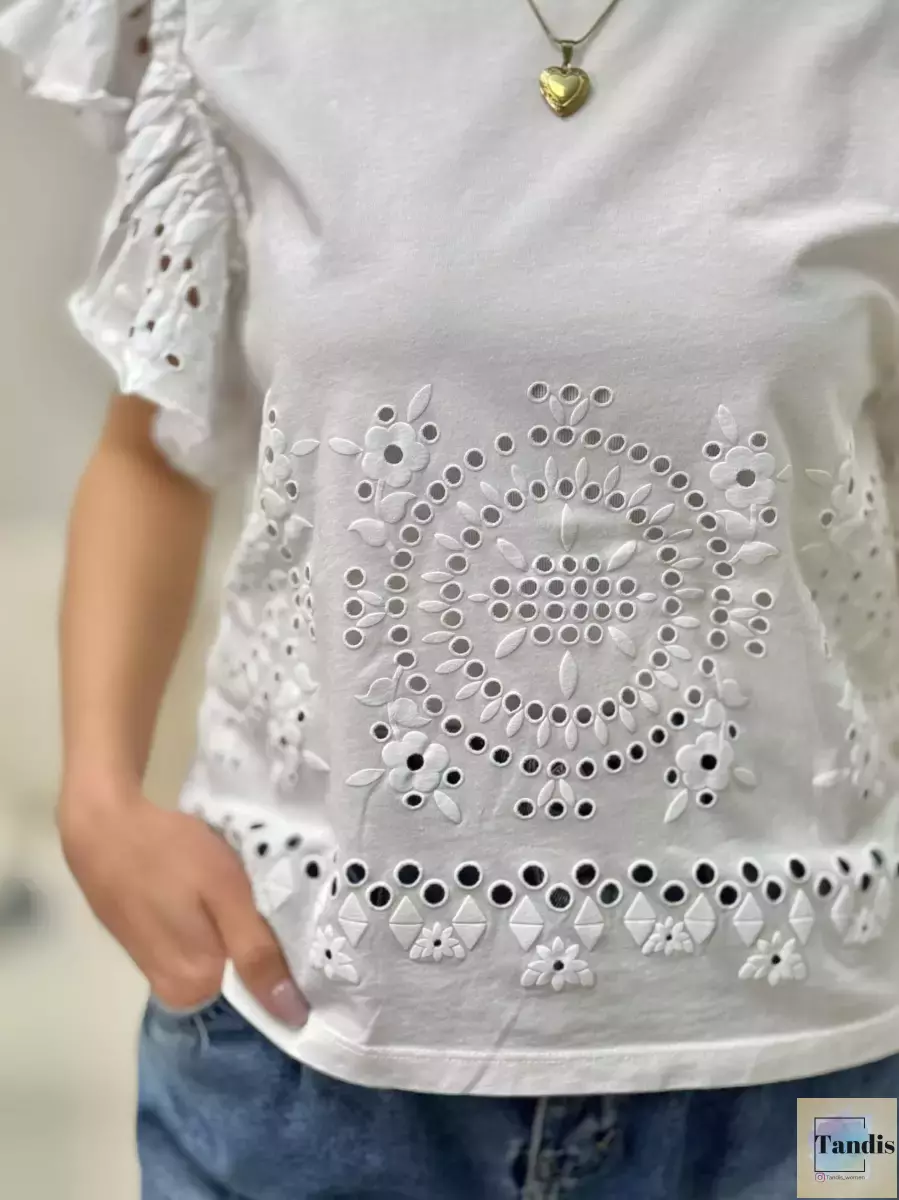 تیشرت خامه دوزی سفید