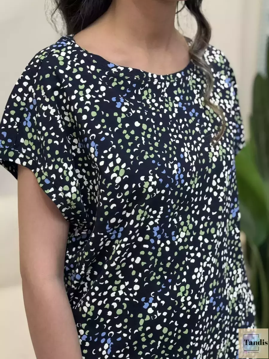 تیشرت خال دار سبز و سرمه ای سیسیل