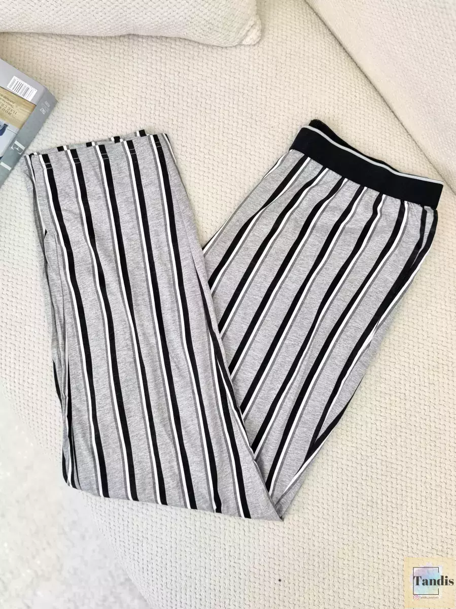 شلوار راحتی طوسی راه راه