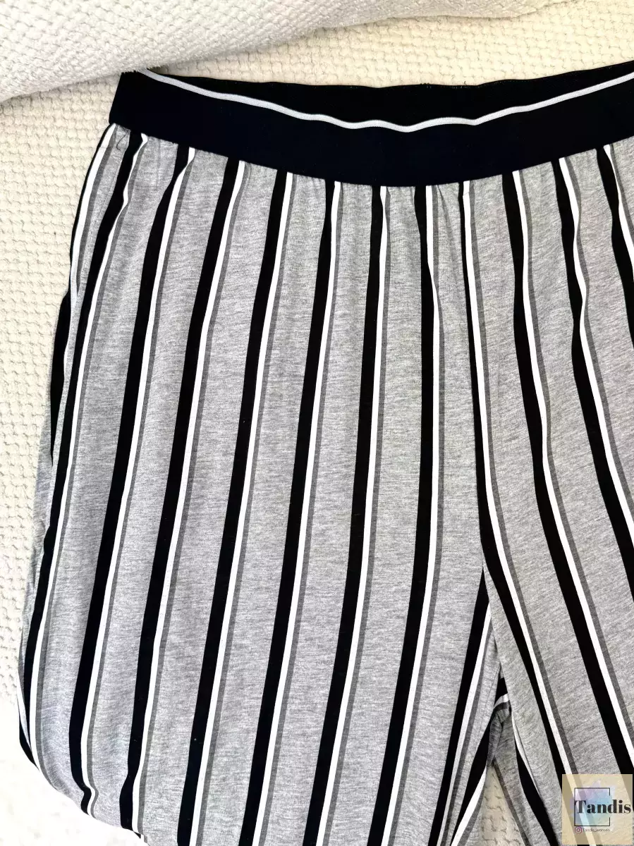 شلوار راحتی طوسی راه راه