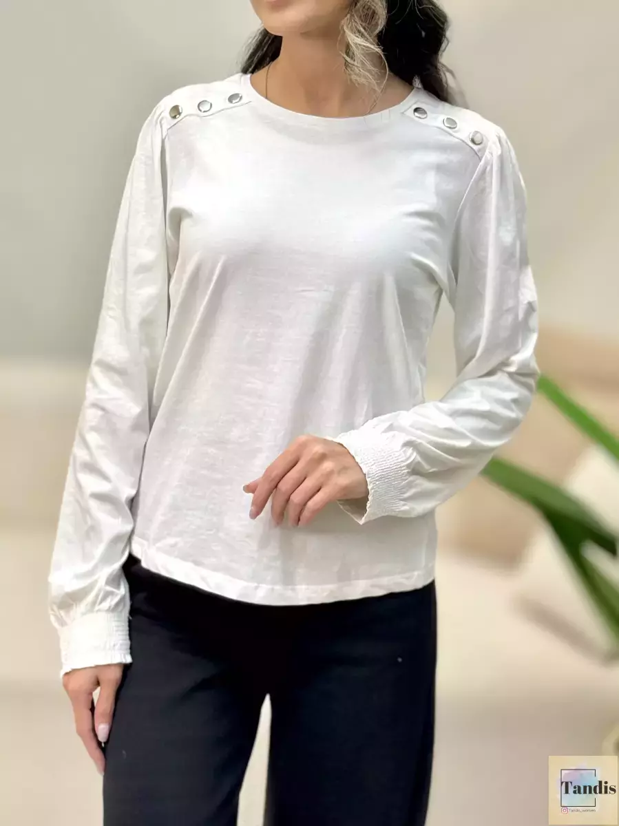 تیشرت آستین بلند سرشانه دکمه