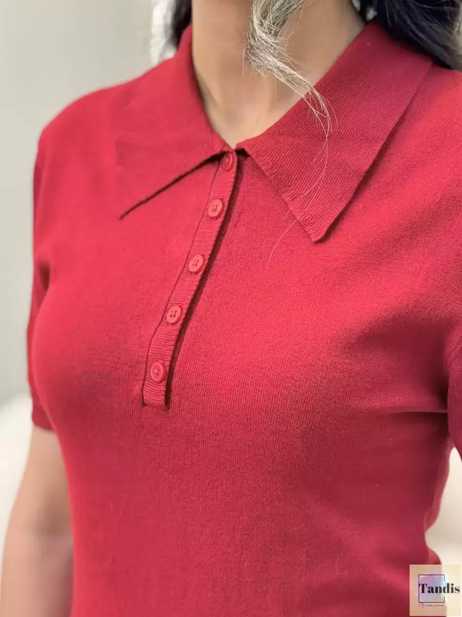 بافت ریز یقه دار زرشکی