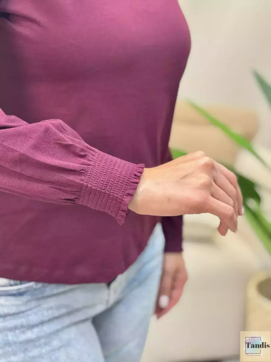 تیشرت آستین بلند سرشانه دکمه