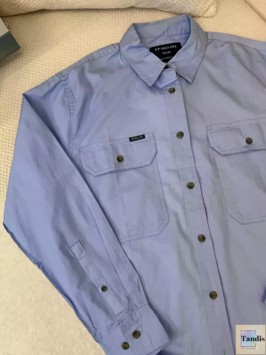 پیراهن مردانه آبی روشن جلو دکمه