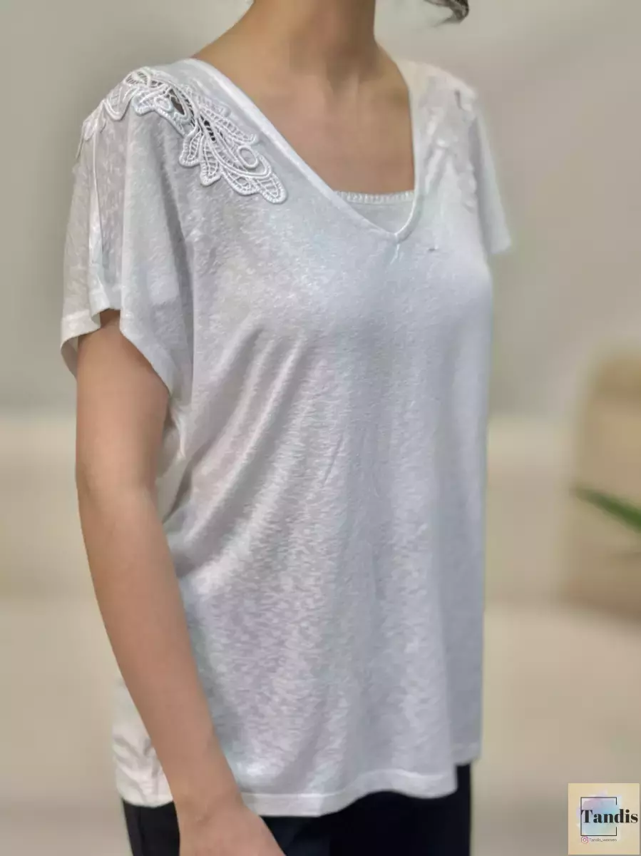 تیشرت سرشانه گیپور (2رنگ)