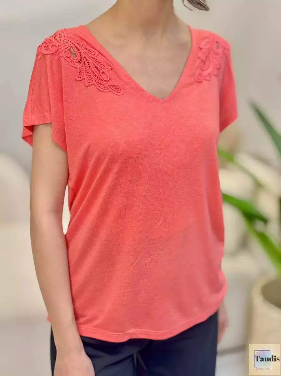 تیشرت سرشانه گیپور (2رنگ)