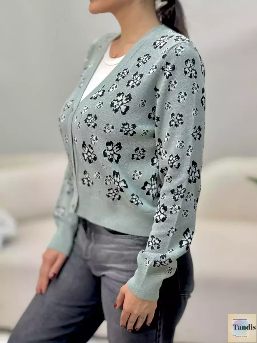 ژاکت سبز طرح پروانه