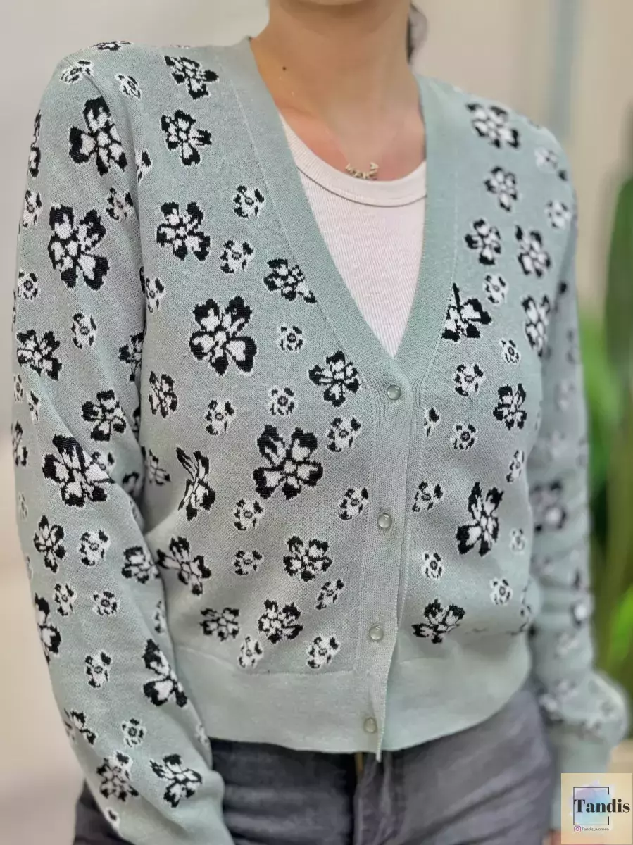 ژاکت سبز طرح پروانه