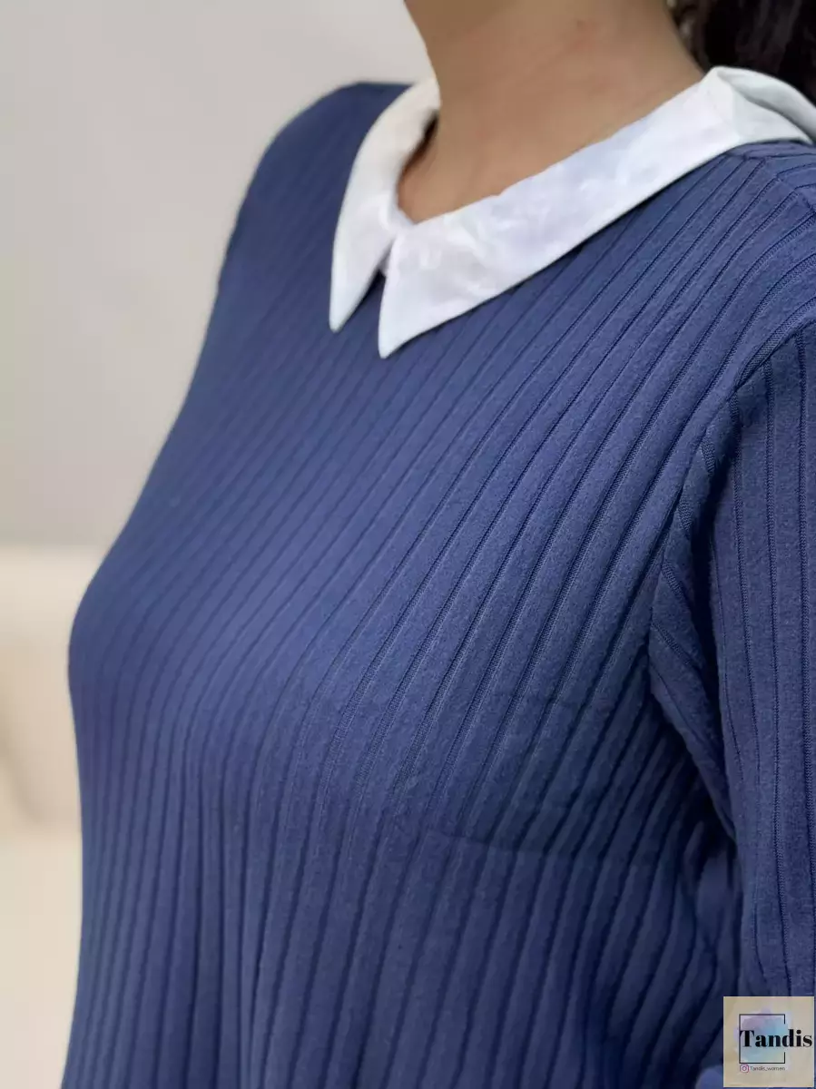 بافت یقه شومیزی سرمه ای