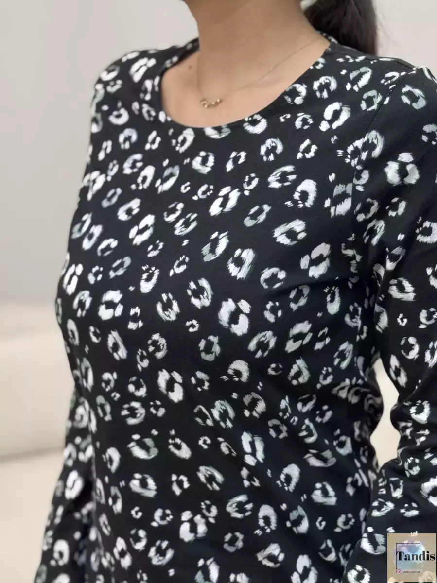 بلوز آستین بلند مشکی پلنگی