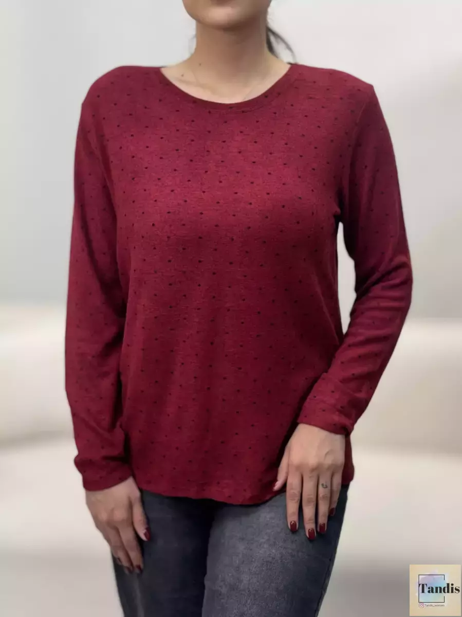 بلوز موهر خال دار n.c(کرم-زرشکی)