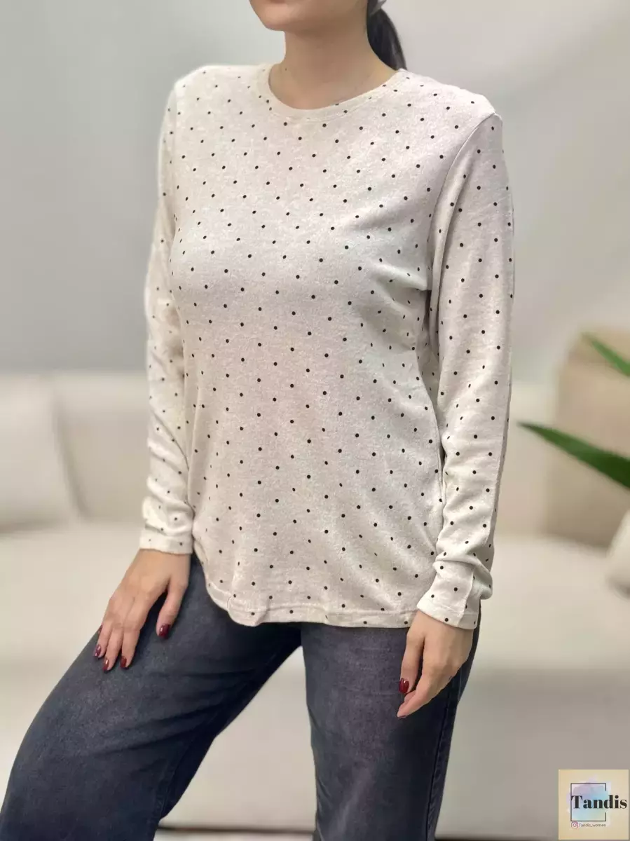 بلوز موهر خال دار n.c(کرم-زرشکی)