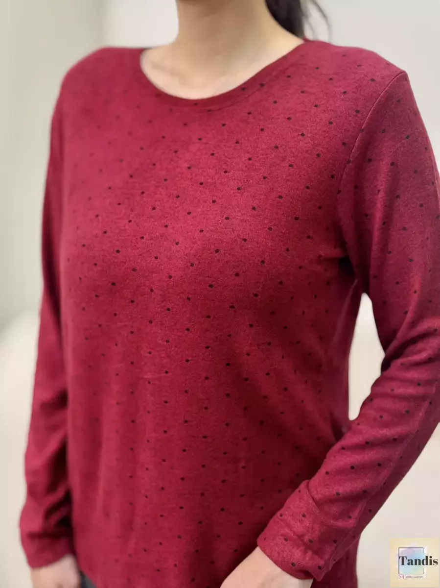 بلوز موهر خال دار n.c(کرم-زرشکی)