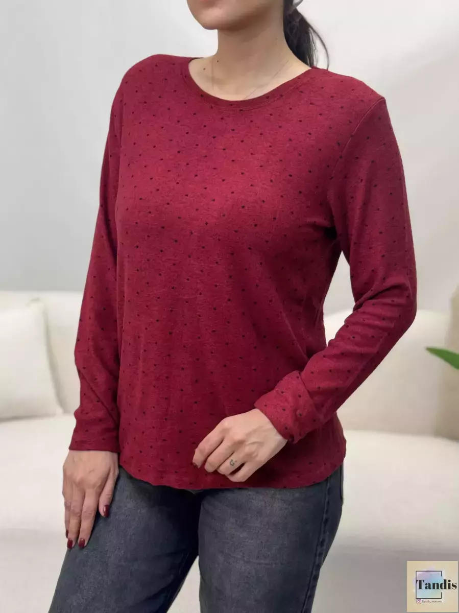 بلوز موهر خال دار n.c(کرم-زرشکی)