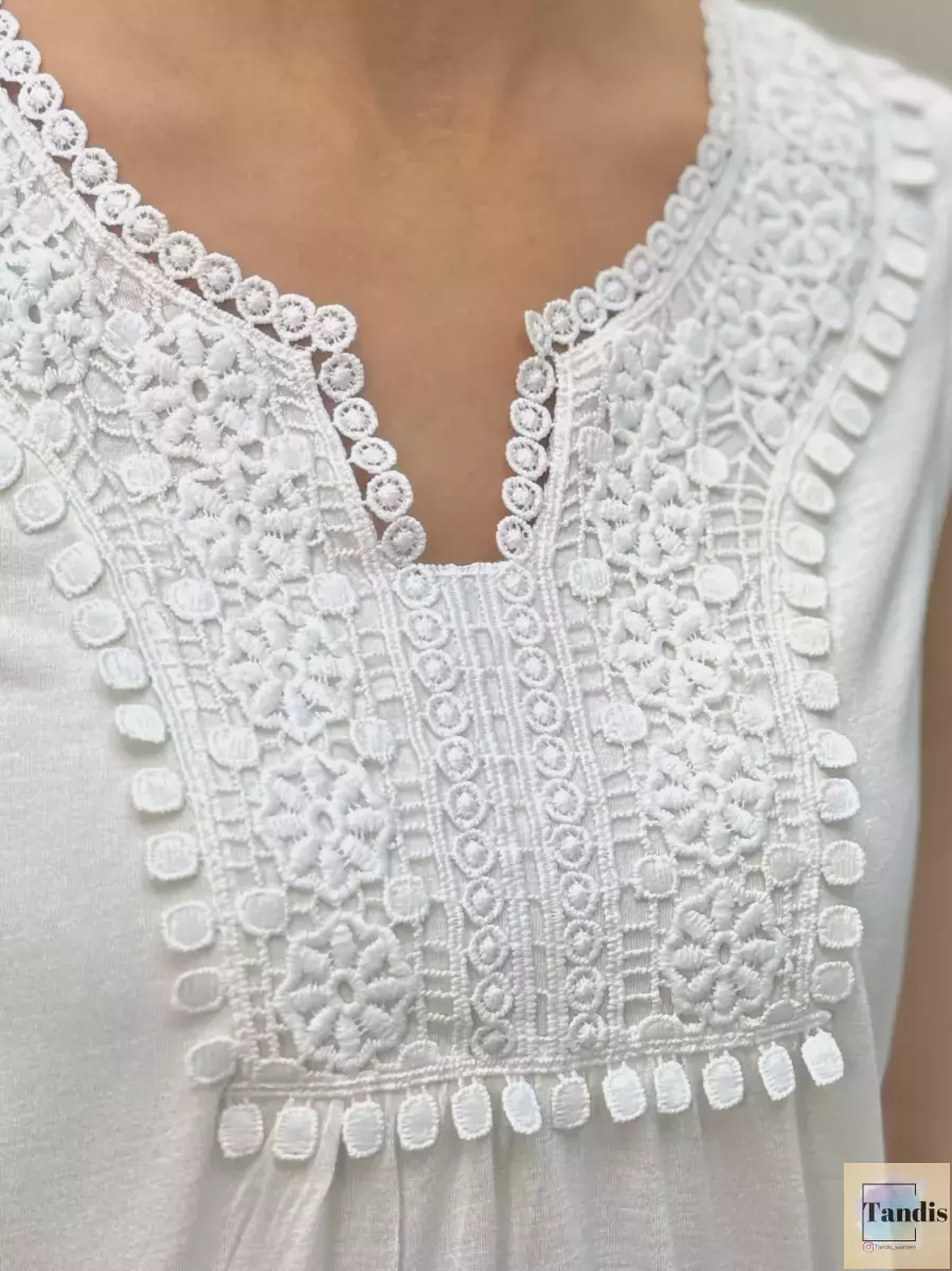 تاپ گیپور دار سبز و سفید