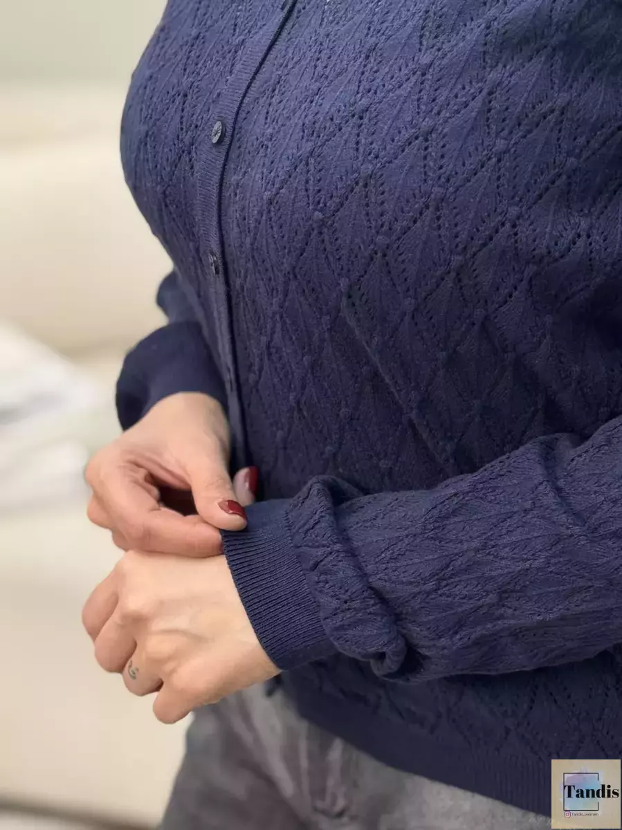 ژاکت بافت سرمه ای و سفید