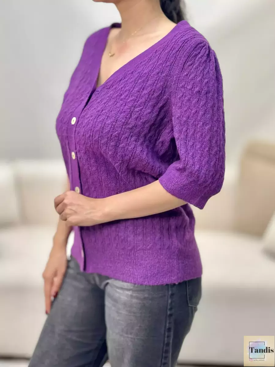 ژاکت دو رنگ بنفش و مشکی