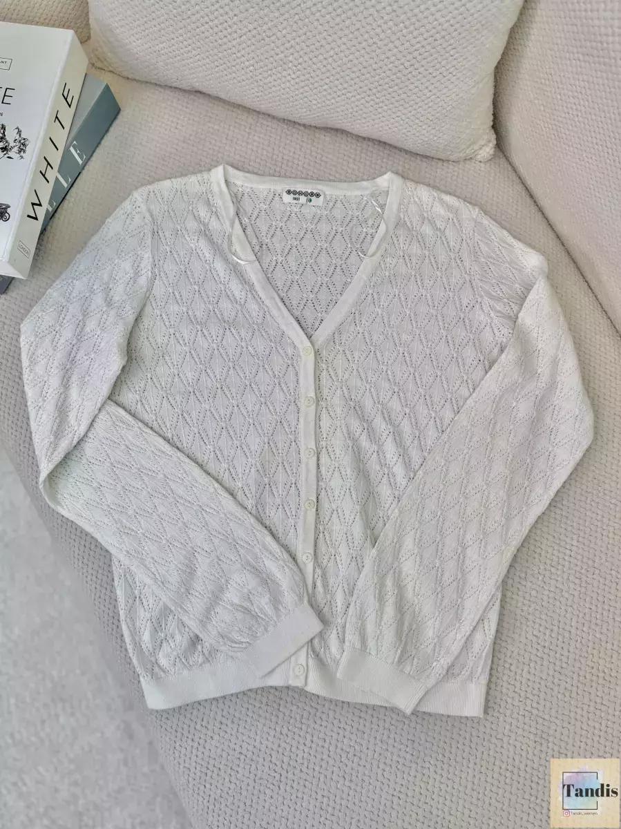 ژاکت بافت سرمه ای و سفید