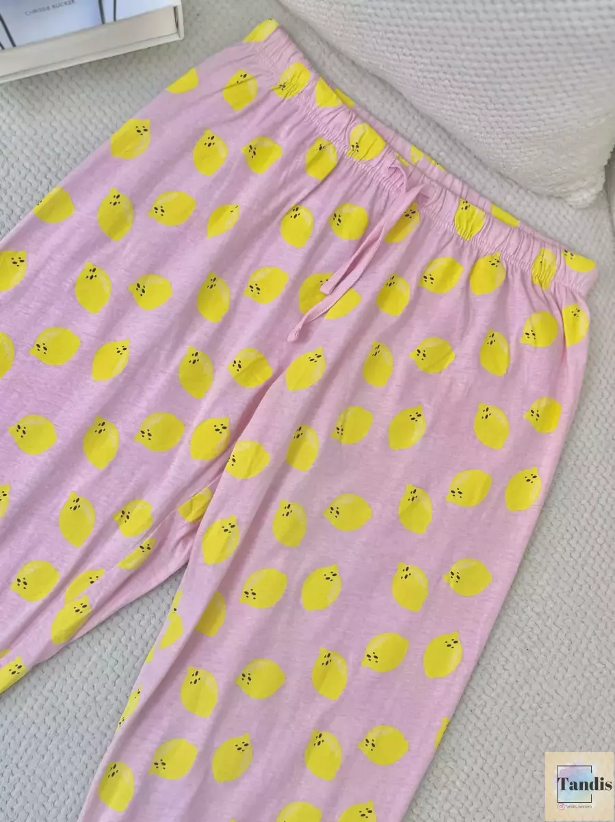 شلوار راحتی صورتی طرح لیمو