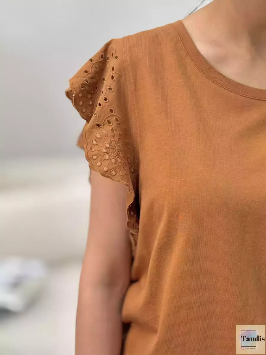 تیشرت قواره دار آستین  خامه دوزی(2رنگ)