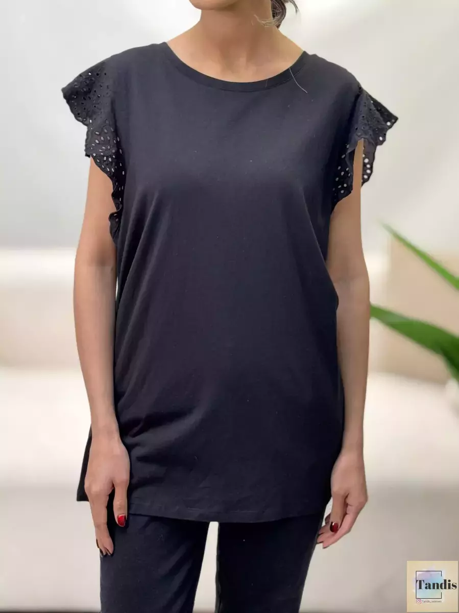 تیشرت قواره دار آستین  خامه دوزی(2رنگ)