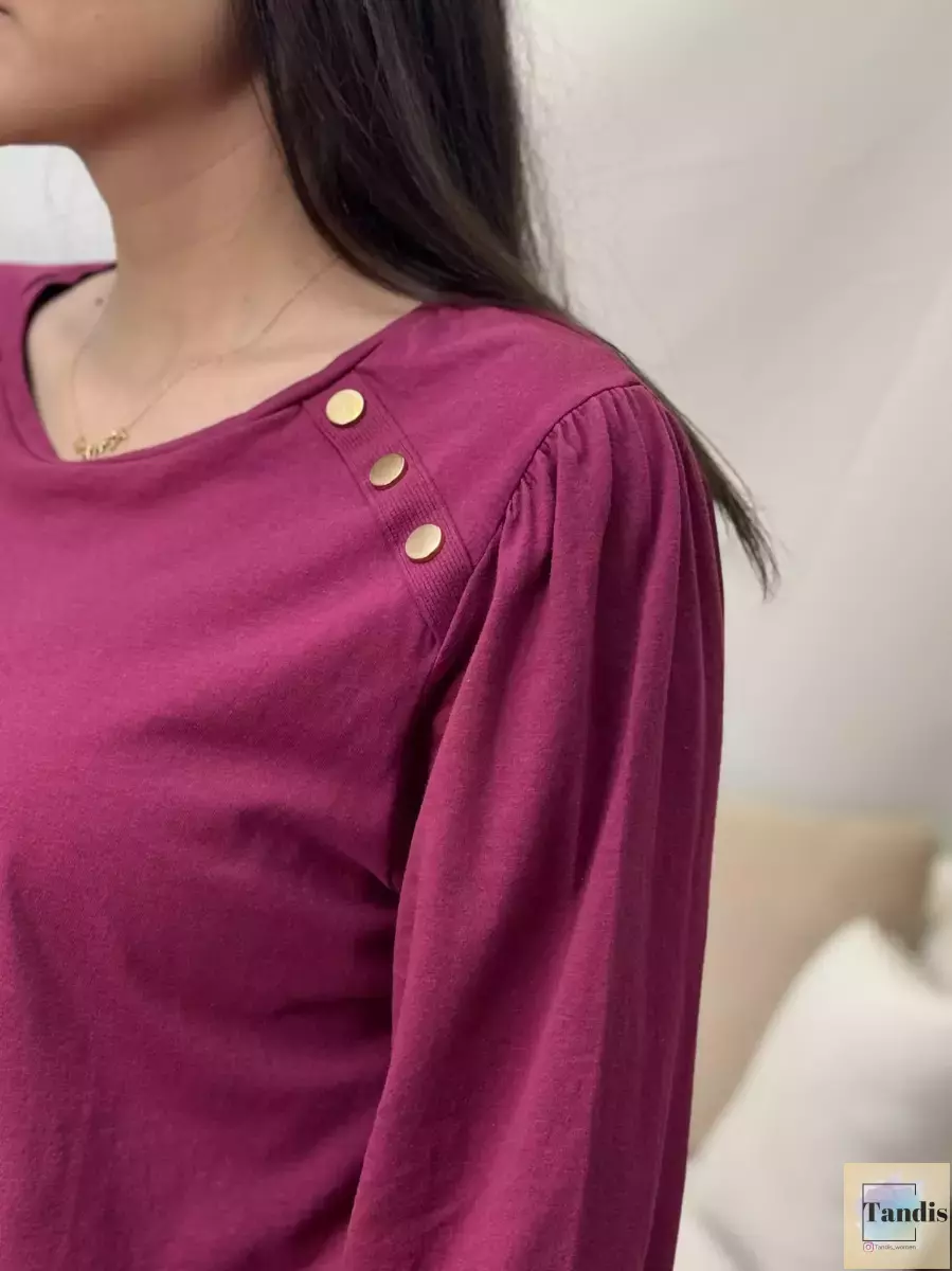 تیشرت آستین بلند سرشانه دکمه
