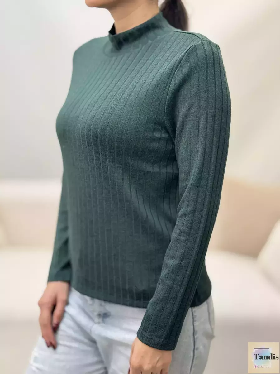 بلوز آستین بلند یقه3سانت سبز