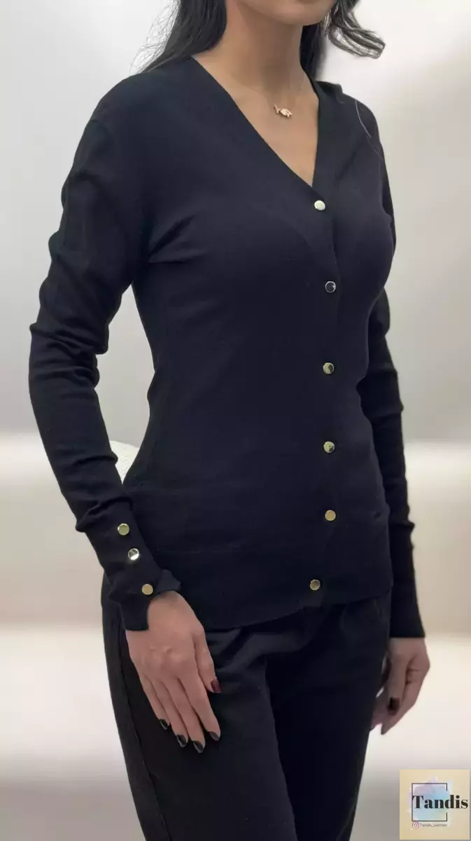 ژاکت بافت جلو دکمه 3رنگ