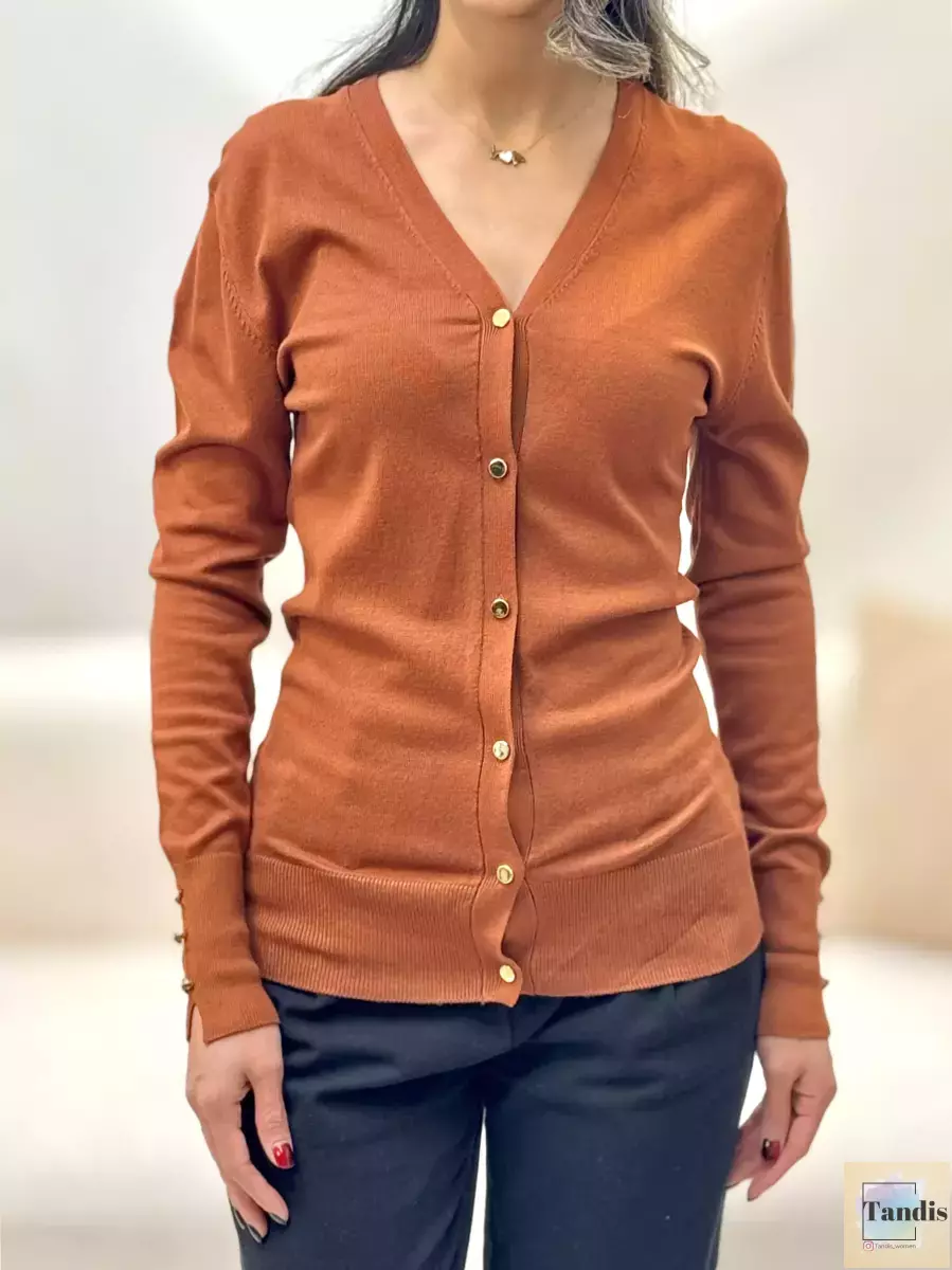 ژاکت بافت جلو دکمه 3رنگ