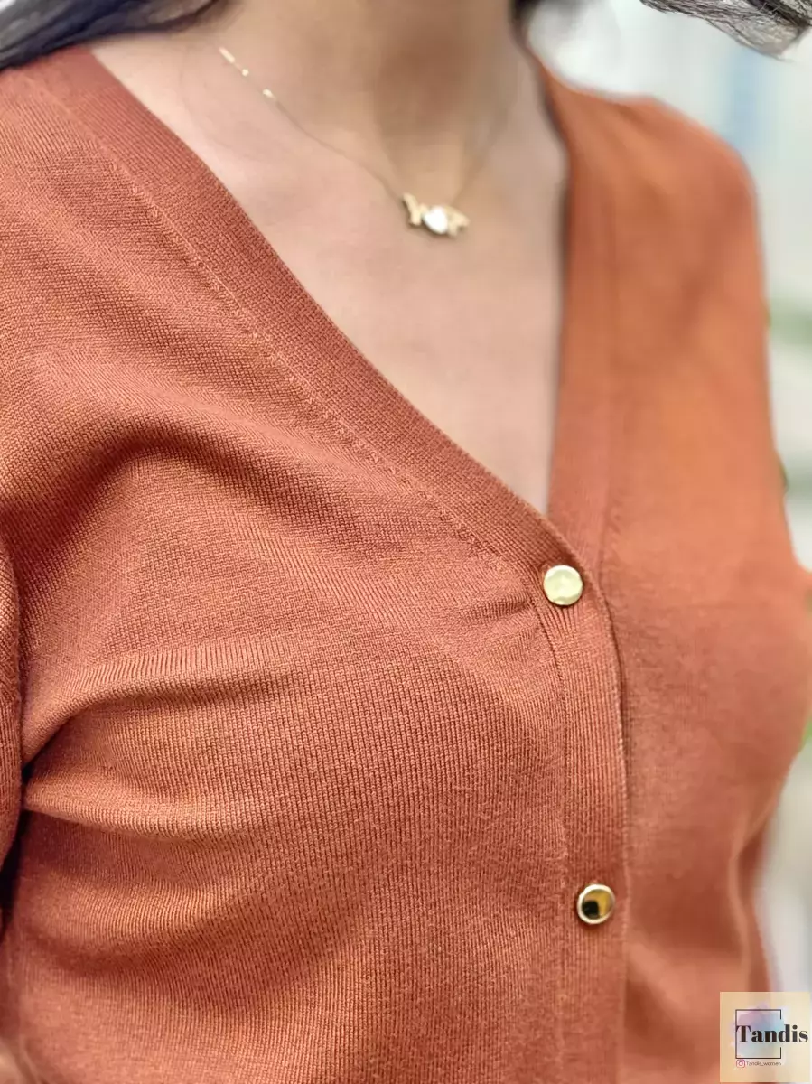 ژاکت بافت جلو دکمه 3رنگ