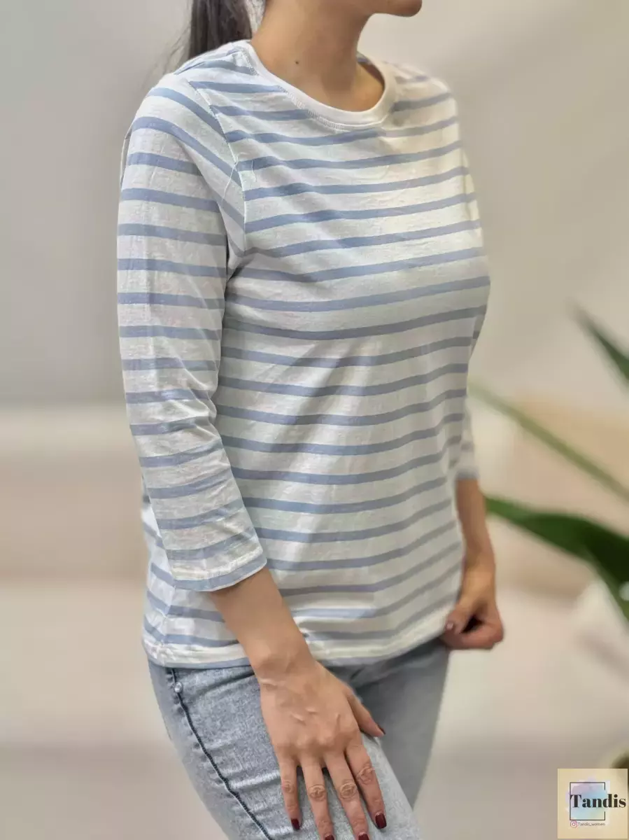 تیشرت آستین سه ربع راه راه powerful