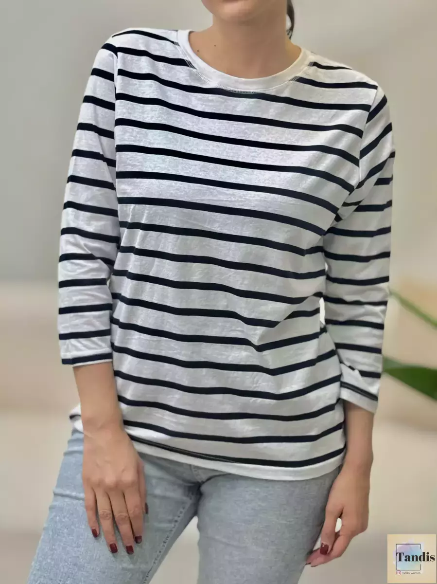 تیشرت آستین سه ربع راه راه powerful