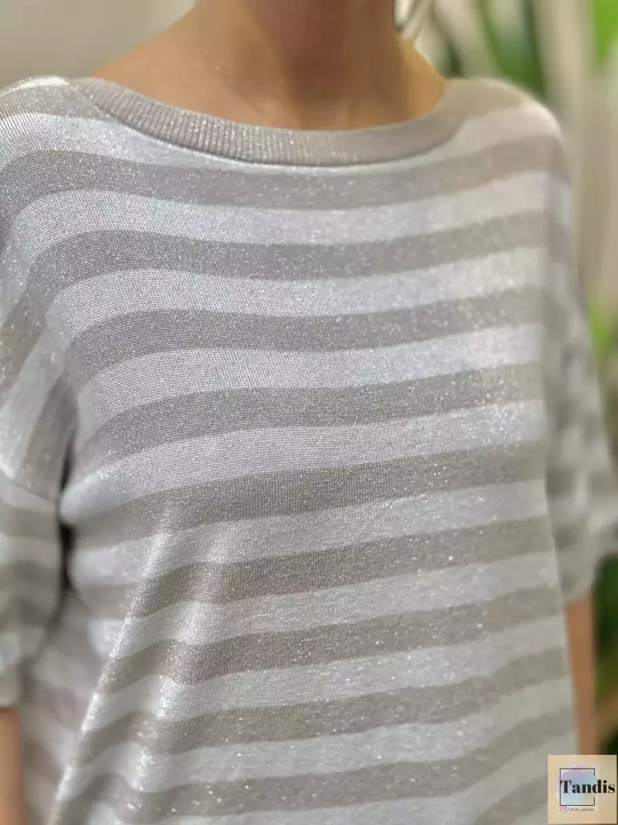 بافت لمه راه راه کرم نقره ای