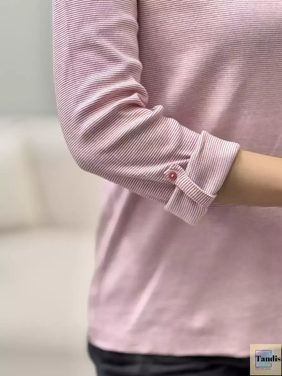 بلوز آستین بلند راه راه سه دکمه TOM TAILOR