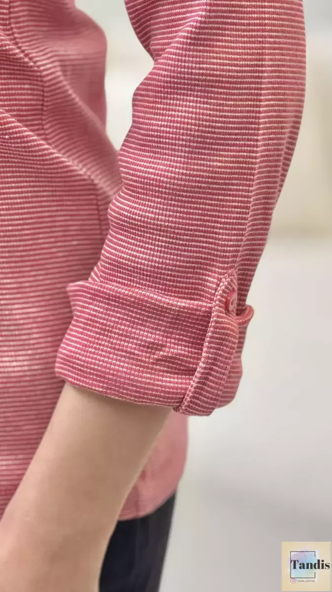 بلوز آستین بلند راه راه سه دکمه TOM TAILOR