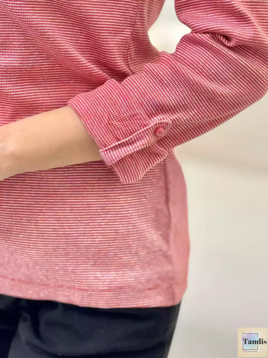 بلوز آستین بلند راه راه سه دکمه TOM TAILOR