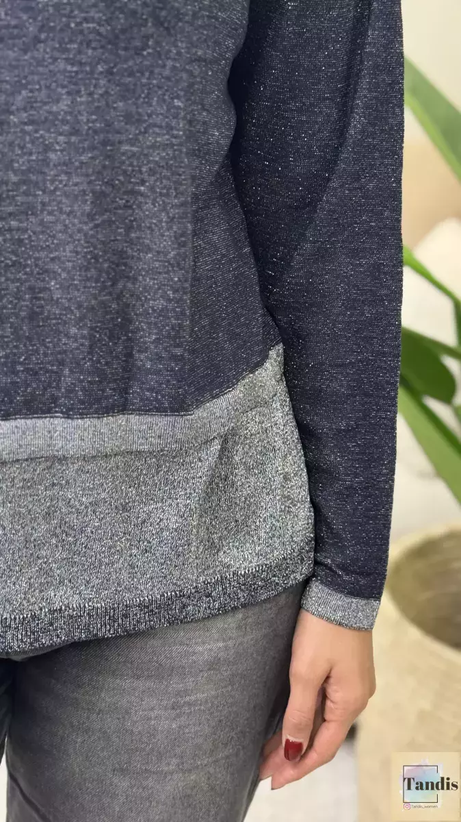 بلوز لمه سرمه ای