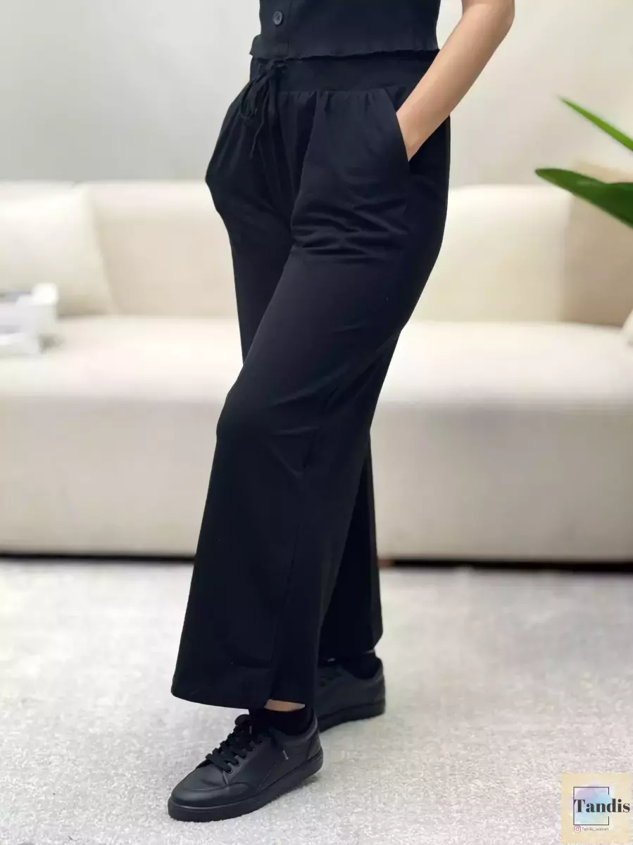 شلوار جلو بند دار مشکی و سرمه ای