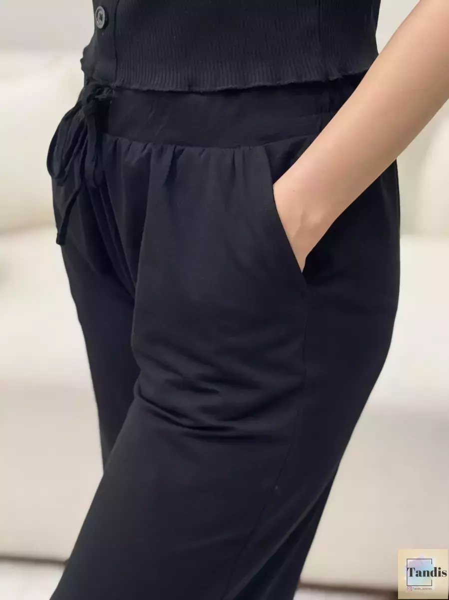 شلوار جلو بند دار مشکی و سرمه ای