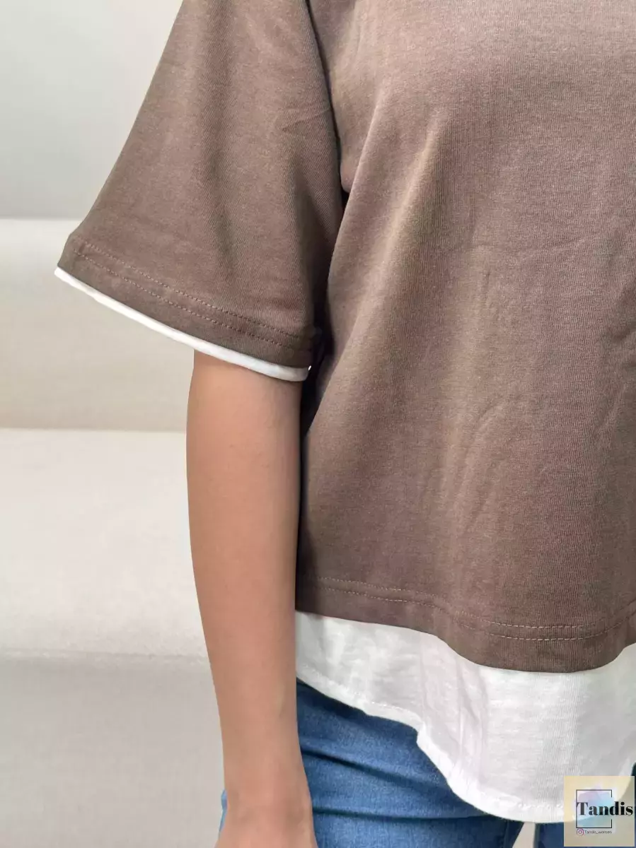 تیشرت باکسی پایین شومیزی ساده