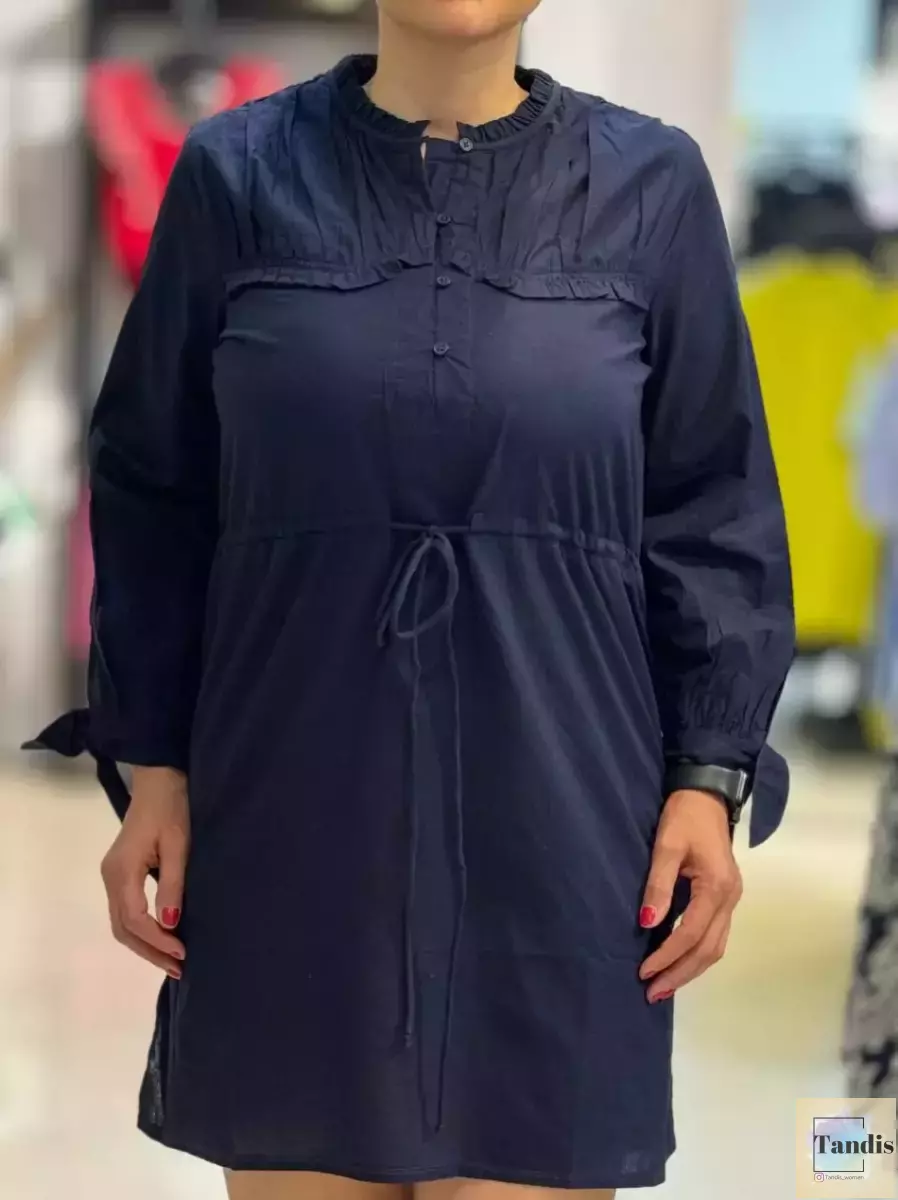 پیراهن سرمه ای( آستین گره)